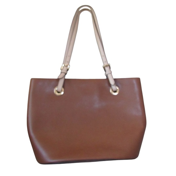 Michael Kors Jet Set Tote Bag Brown Tan Leather Adjustable Straps Classic Flaws - Picture 6 of 14